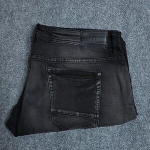 Jordan Craig Jean Shorts Mens 40 Black Bermuda Faded Denim Frayed Jorts Hip Hop